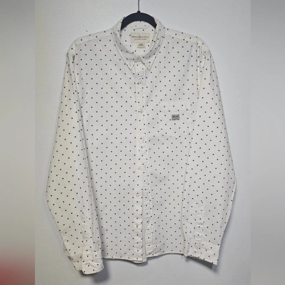 Vintage Denim & Supply Ralph Lauren Button-Down Shirt with Navy Stars Print - Picture 4 of 5
